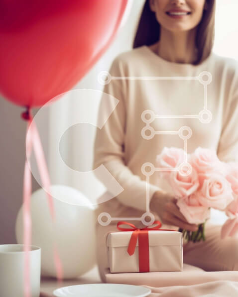 Intra Συλλεκτικό Ξύλινο Παζλ Plywood  4mm - Γυναίκα με κουτί δώρου και τριαντάφυλλα στο κρεβάτι Σε Ξύλινο Κουτί - Διαστάσεις Puzzle: 10x10 cm – 25 κομμάτια