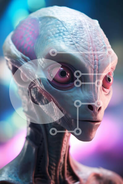 Intra Συλλεκτικό Ξύλινο Παζλ Plywood  4mm - Ψηφιακό πρόσωπο εξωγήινων με ροζ μάτια και μεγάλη μύτη Σε Ξύλινο Κουτί - Διαστάσεις Puzzle: 10x10 cm – 25 κομμάτια