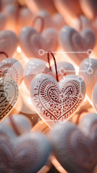 Intra Συλλεκτικό Ξύλινο Παζλ Plywood  4mm - Ομάδα λευκών στολιδιών σε σχήμα καρδιάς για ρομαντική διακόσμηση Σε Ξύλινο Κουτί - Διαστάσεις Puzzle: 10x10 cm – 25 κομμάτια