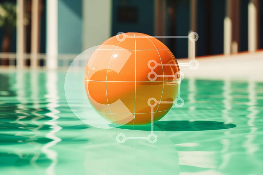 Intra Συλλεκτικό Ξύλινο Παζλ Plywood  4mm - Πορτοκαλί μπάλα στην πισίνα του νερού Σε Ξύλινο Κουτί - Διαστάσεις Puzzle: 10x10 cm – 25 κομμάτια