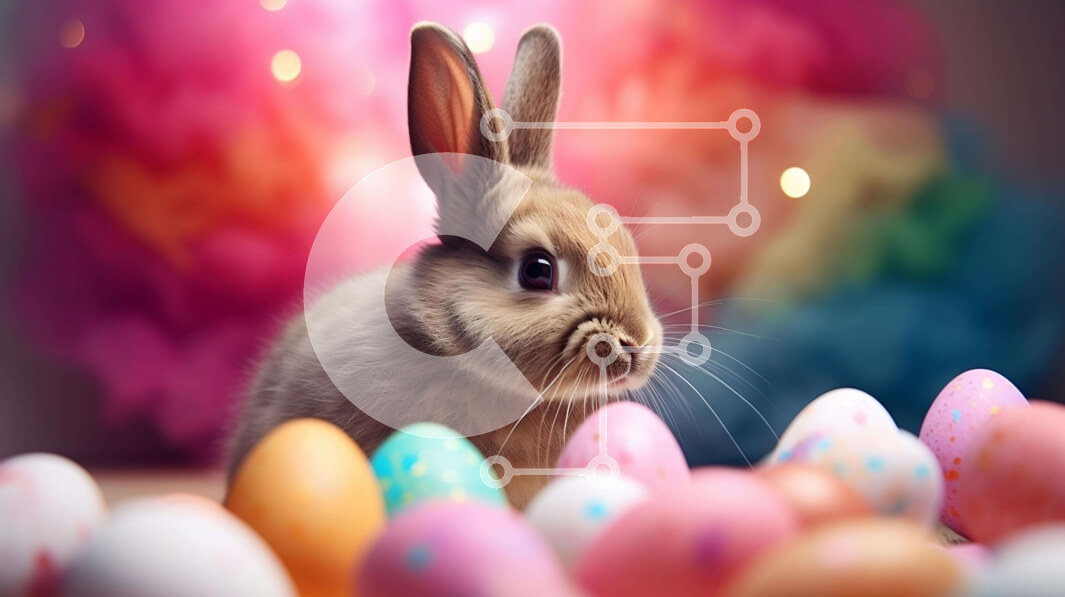 Σετ των 2 Intra Συλλεκτικό Ξύλινο Παζλ Plywood  4mm - Καφέ λαγουδάκι με πολύχρωμα πασχαλινά αυγά Σε Ξύλινο Κουτί - Διαστάσεις: 10x10 cm – 25 κομμάτια