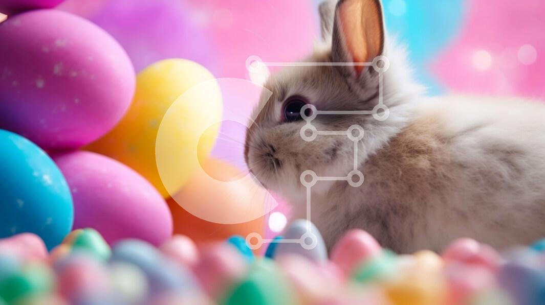 Intra Συλλεκτικό Ξύλινο Παζλ Plywood  4mm - Περίεργο κουνέλι με πολύχρωμα πασχαλινά αυγά Σε Ξύλινο Κουτί - Διαστάσεις Puzzle: 10x10 cm – 25 κομμάτια