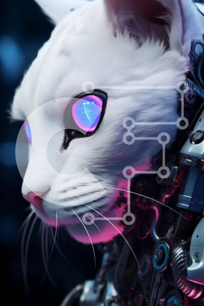 Σετ των 2 Intra Συλλεκτικό Ξύλινο Παζλ Plywood  4mm - Λευκή γάτα με μπλε και μοβ μάτια Σε Ξύλινο Κουτί - Διαστάσεις: 10x10 cm – 25 κομμάτια