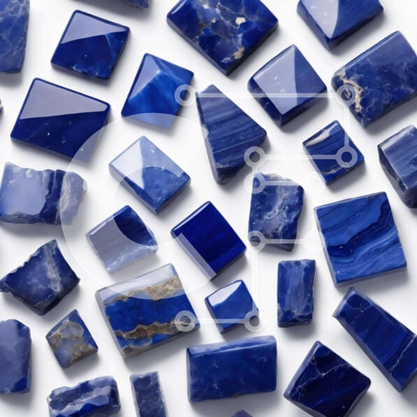 Intra Συλλεκτικό Ξύλινο Παζλ Plywood  4mm - Ποικιλία μπλε πολύτιμων λίθων σε λευκό φόντο Σε Ξύλινο Κουτί - Διαστάσεις Puzzle: 10x10 cm – 25 κομμάτια