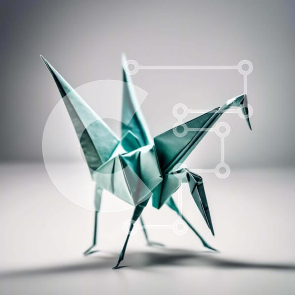 Intra Συλλεκτικό Ξύλινο Παζλ Plywood  4mm - Μπλε οριγκάμι Γλυπτό Γερανό ή Εγκατάσταση Τέχνης Σε Ξύλινο Κουτί - Διαστάσεις Puzzle: 10x10 cm – 25 κομμάτια