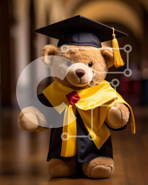 Intra Συλλεκτικό Ξύλινο Παζλ Plywood  4mm - Ακαδημαϊκό Teddy Bear με ενδυμασία αποφοίτησης Σε Ξύλινο Κουτί - Διαστάσεις Puzzle: 10x10 cm – 25 κομμάτια