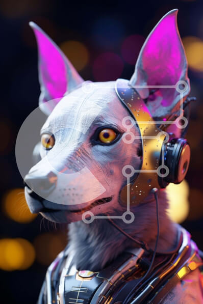 Σετ των 2 Intra Συλλεκτικό Ξύλινο Παζλ Plywood  4mm - Λευκό σκυλί με ακουστικά που ακούει μουσική Σε Ξύλινο Κουτί - Διαστάσεις: 10x10 cm – 25 κομμάτια