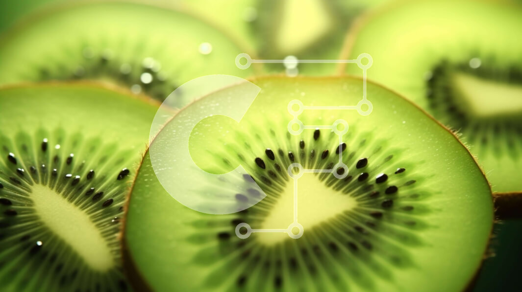 Σετ των 2 Intra Συλλεκτικό Ξύλινο Παζλ Plywood  4mm - Κοντινό πλάνο φέτες φρούτων ακτινιδίων σε πράσινο φόντο Σε Ξύλινο Κουτί - Διαστάσεις: 10x10 cm – 25 κομμάτια