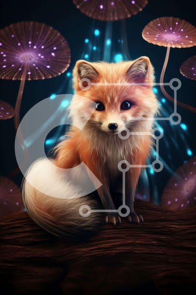 Σετ των 2 Intra Συλλεκτικό Ξύλινο Παζλ Plywood  4mm - Πορτοκαλί αλεπού σε κούτσουρο δέντρου με μανιτάρια Σε Ξύλινο Κουτί - Διαστάσεις: 10x10 cm – 25 κομμάτια