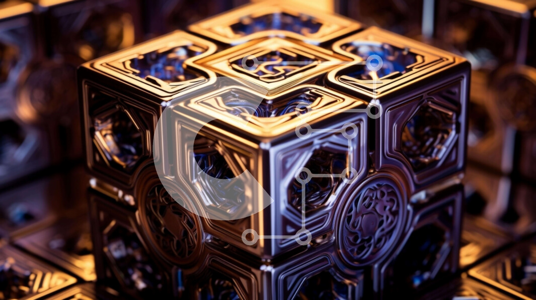 Intra Συλλεκτικό Ξύλινο Παζλ Plywood  4mm - Έργο τέχνης μαύρου και χρυσού κύβου Σε Ξύλινο Κουτί - Διαστάσεις Puzzle: 10x10 cm – 25 κομμάτια