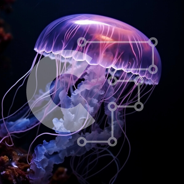 Intra Συλλεκτικό Ξύλινο Παζλ Plywood  4mm - Μέδουσες που κολυμπούν στα σκοτεινά νερά Σε Ξύλινο Κουτί - Διαστάσεις: 10x10 cm – 25 κομμάτια