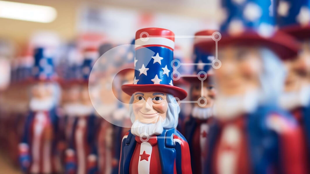 Intra Συλλεκτικό Ξύλινο Παζλ Plywood  4mm - Πατριωτικά ειδώλια θείου Σαμ για τον εορτασμό της 4ης Ιουλίου Σε Ξύλινο Κουτί - Διαστάσεις: 10x10 cm – 25 κομμάτια