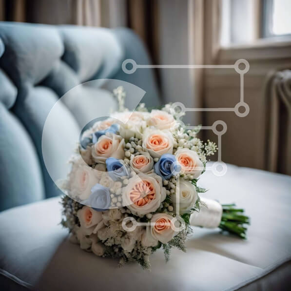 Σετ των 2 Intra Συλλεκτικό Ξύλινο Παζλ Plywood  4mm - Πολύχρωμο μπουκέτο τριαντάφυλλα σε πορτοκαλί καρέκλα Σε Ξύλινο Κουτί - Διαστάσεις: 10x10 cm – 25 κομμάτια