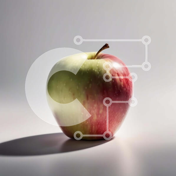 Intra Συλλεκτικό Ξύλινο Παζλ Plywood  4mm - Κόκκινο και πράσινο μήλο σε λευκή επιφάνεια Σε Ξύλινο Κουτί - Διαστάσεις: 10x10 cm – 25 κομμάτια