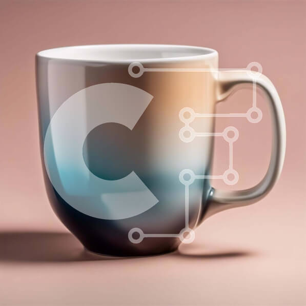 Intra Συλλεκτικό Ξύλινο Παζλ Plywood  4mm - Αφηρημένη κεραμική κούπα καφέ με μπλε, καφέ και πορτοκαλί χρώματα Σε Ξύλινο Κουτί - Διαστάσεις: 10x10 cm – 25 κομμάτια