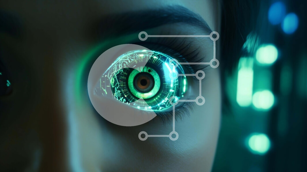 Intra Συλλεκτικό Ξύλινο Παζλ Plywood  4mm - Γυναικείο μάτι φωτισμένο με πράσινα και μπλε φώτα Σε Ξύλινο Κουτί - Διαστάσεις Puzzle: 10x10 cm – 25 κομμάτια