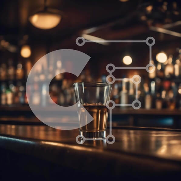 Intra Συλλεκτικό Ξύλινο Παζλ Plywood  4mm - Άδειο ποτήρι ουίσκι σε πάγκο μπαρ με μπουκάλια Σε Ξύλινο Κουτί - Διαστάσεις: 10x10 cm – 25 κομμάτια