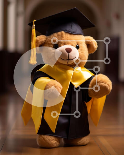 Intra Συλλεκτικό Ξύλινο Παζλ Plywood  4mm - Teddy Bear με φόρεμα αποφοίτησης και καπέλο Σε Ξύλινο Κουτί - Διαστάσεις Puzzle: 10x10 cm – 25 κομμάτια