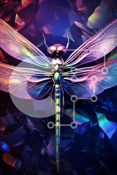 Σετ των 2 Intra Συλλεκτικό Ξύλινο Παζλ Plywood  4mm - Πολύχρωμη λιβελλούλη στα λουλούδια και τα φύλλα Σε Ξύλινο Κουτί - Διαστάσεις: 10x10 cm – 25 κομμάτια