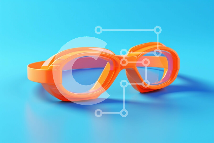 Intra Συλλεκτικό Ξύλινο Παζλ Plywood  4mm - Πορτοκαλί γυαλιά σε μπλε φόντο Σε Ξύλινο Κουτί - Διαστάσεις Puzzle: 10x10 cm – 25 κομμάτια