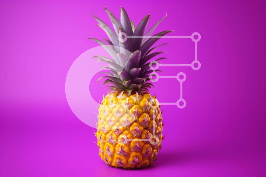 Σετ των 2 Intra Συλλεκτικό Ξύλινο Παζλ Plywood  4mm - Κίτρινος ανανάς σε μωβ φόντο Σε Ξύλινο Κουτί - Διαστάσεις: 10x10 cm – 25 κομμάτια