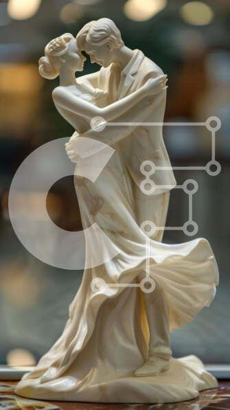 Intra Συλλεκτικό Ξύλινο Παζλ Plywood  4mm - Λευκό ειδώλιο δύο ανθρώπων που αγκαλιάζονται Σε Ξύλινο Κουτί - Διαστάσεις Puzzle: 10x10 cm – 25 κομμάτια