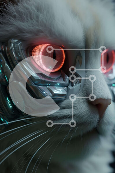 Σετ των 2 Intra Συλλεκτικό Ξύλινο Παζλ Plywood  4mm - Λευκή γάτα με ρομποτικά χαρακτηριστικά Σε Ξύλινο Κουτί - Διαστάσεις: 10x10 cm – 25 κομμάτια