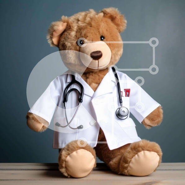 Intra Συλλεκτικό Ξύλινο Παζλ Plywood  4mm - Γιατρός καφέ αρκουδάκι Σε Ξύλινο Κουτί - Διαστάσεις Puzzle: 10x10 cm – 25 κομμάτια