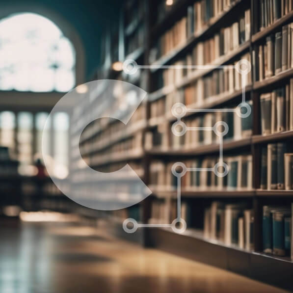 Intra Συλλεκτικό Ξύλινο Παζλ Plywood  4mm - Άδεια βιβλιοθήκη με άτομα που περιηγούνται σε βιβλία Σε Ξύλινο Κουτί - Διαστάσεις Puzzle: 10x10 cm – 25 κομμάτια