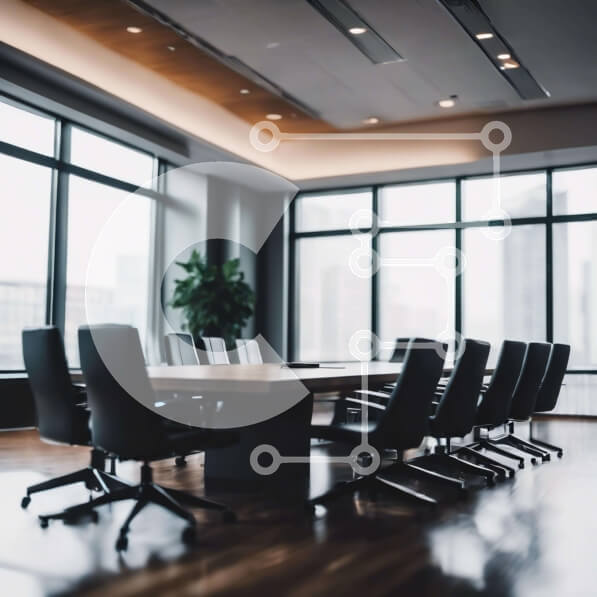 Intra Συλλεκτικό Ξύλινο Παζλ Plywood  4mm - Κενή αίθουσα συνεδριάσεων με μαύρο τραπέζι και καρέκλες Σε Ξύλινο Κουτί - Διαστάσεις Puzzle: 10x10 cm – 25 κομμάτια