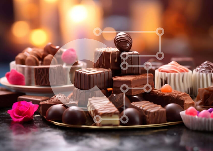 Σετ των 2 Intra Συλλεκτικό Ξύλινο Παζλ Plywood  4mm - Ποικιλία από σοκολάτες, καραμέλες και επιδόρπια με κεριά Σε Ξύλινο Κουτί - Διαστάσεις: 10x10 cm – 25 κομμάτια