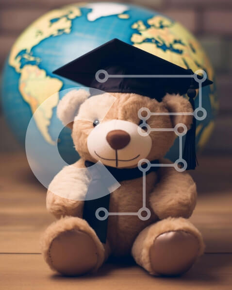 Intra Συλλεκτικό Ξύλινο Παζλ Plywood  4mm - Αποφοίτηση από Teddy Bear με Globe and Books Σε Ξύλινο Κουτί - Διαστάσεις Puzzle: 10x10 cm – 25 κομμάτια