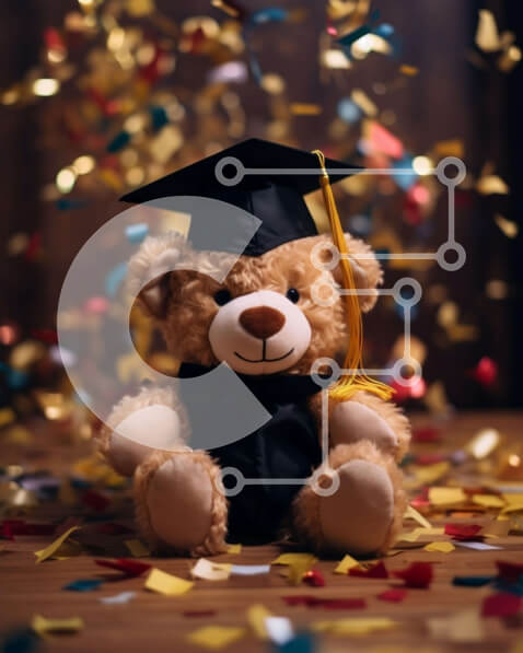 Intra Συλλεκτικό Ξύλινο Παζλ Plywood  4mm - Εορτασμός αποφοίτησης Teddy Bear Σε Ξύλινο Κουτί - Διαστάσεις Puzzle: 10x10 cm – 25 κομμάτια