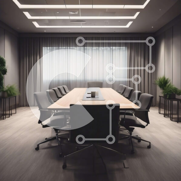 Intra Συλλεκτικό Ξύλινο Παζλ Plywood  4mm - Τραπέζι συνεδρίων σε χώρο γραφείου με φυτά σε γλάστρες Σε Ξύλινο Κουτί - Διαστάσεις Puzzle: 10x10 cm – 25 κομμάτια