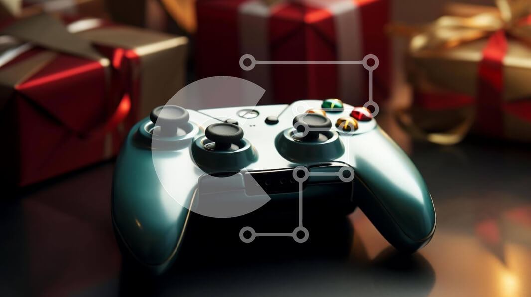 Intra Συλλεκτικό Ξύλινο Παζλ Plywood  4mm - Πράσινο χειριστήριο Xbox σε κόκκινα και λευκά κουτιά δώρων Σε Ξύλινο Κουτί - Διαστάσεις: 10x10 cm – 25 κομμάτια