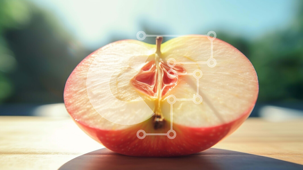 Σετ των 2 Intra Συλλεκτικό Ξύλινο Παζλ Plywood  4mm - Φρεσκοκομμένο μήλο σε ξύλινο τραπέζι Σε Ξύλινο Κουτί - Διαστάσεις: 10x10 cm – 25 κομμάτια