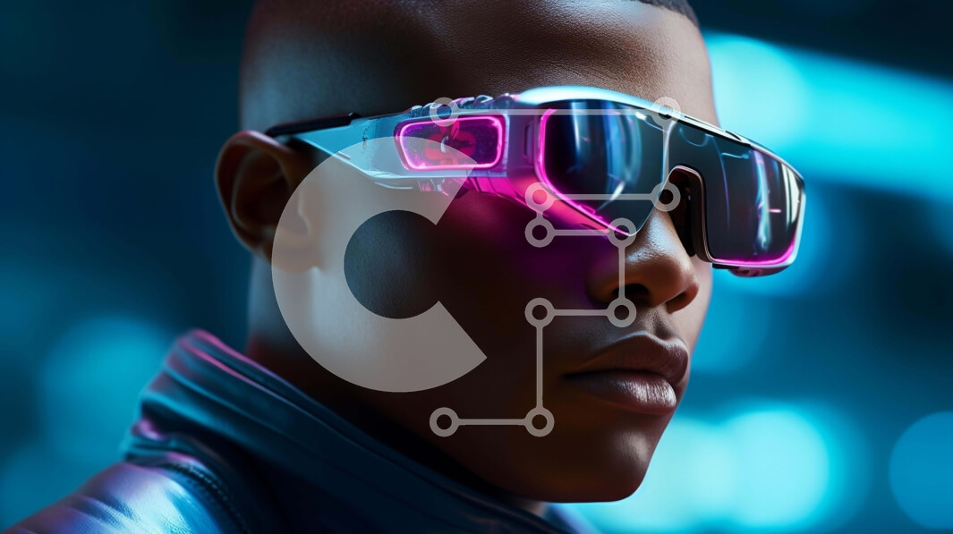 Intra Συλλεκτικό Ξύλινο Παζλ Plywood  4mm - Κομψός άντρας με φουτουριστικά γυαλιά ηλίου και ακουστικά Σε Ξύλινο Κουτί - Διαστάσεις Puzzle: 10x10 cm – 25 κομμάτια