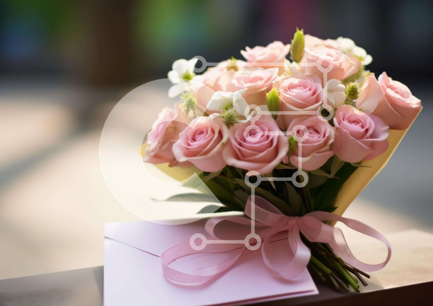 Intra Συλλεκτικό Ξύλινο Παζλ Plywood  4mm - Μπουκέτο με ροζ τριαντάφυλλα σε φάκελο Σε Ξύλινο Κουτί - Διαστάσεις: 10x10 cm – 25 κομμάτια