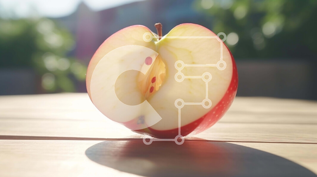 Σετ των 2 Intra Συλλεκτικό Ξύλινο Παζλ Plywood  4mm - Φρέσκο ​​μήλο σε ξύλινο τραπέζι Σε Ξύλινο Κουτί - Διαστάσεις: 10x10 cm – 25 κομμάτια