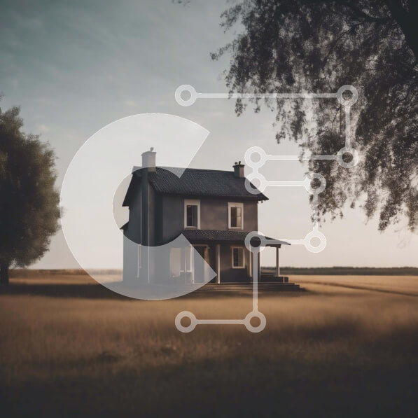 Intra Συλλεκτικό Ξύλινο Παζλ Plywood  4mm - Μικρό γκρίζο σπίτι σε ένα κενό πεδίο Σε Ξύλινο Κουτί - Διαστάσεις: 10x10 cm – 25 κομμάτια