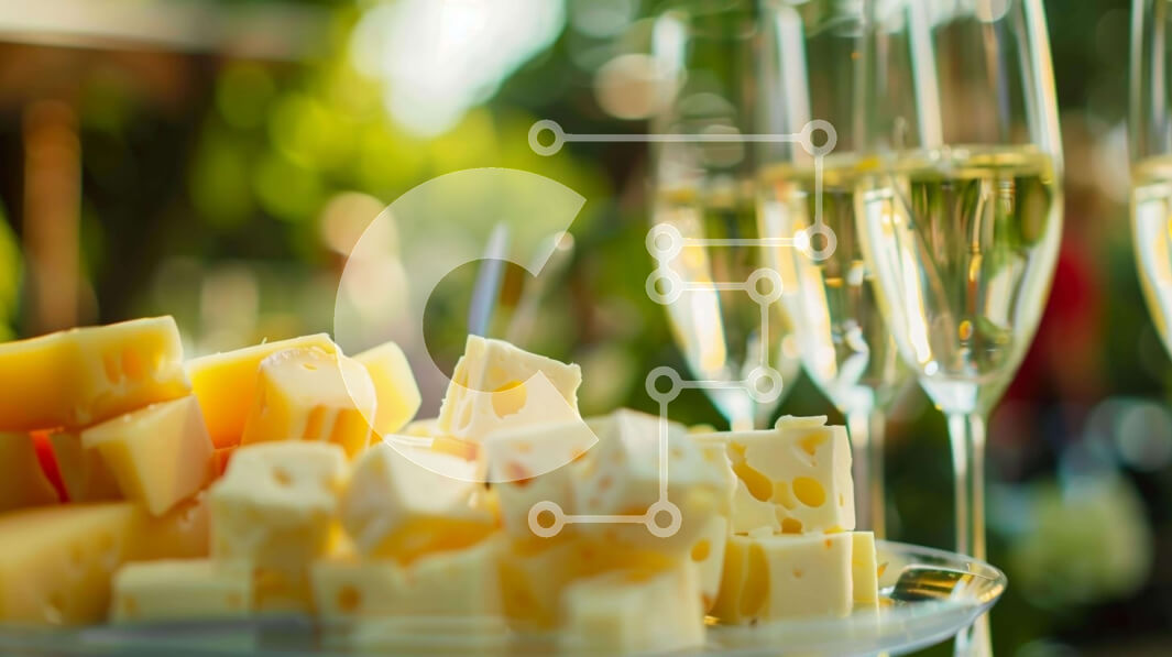 Σετ των 2 Intra Συλλεκτικό Ξύλινο Παζλ Plywood  4mm - Πιάτο με φέτες τυριού και ποτήρια κρασιού Σε Ξύλινο Κουτί - Διαστάσεις: 10x10 cm – 25 κομμάτια