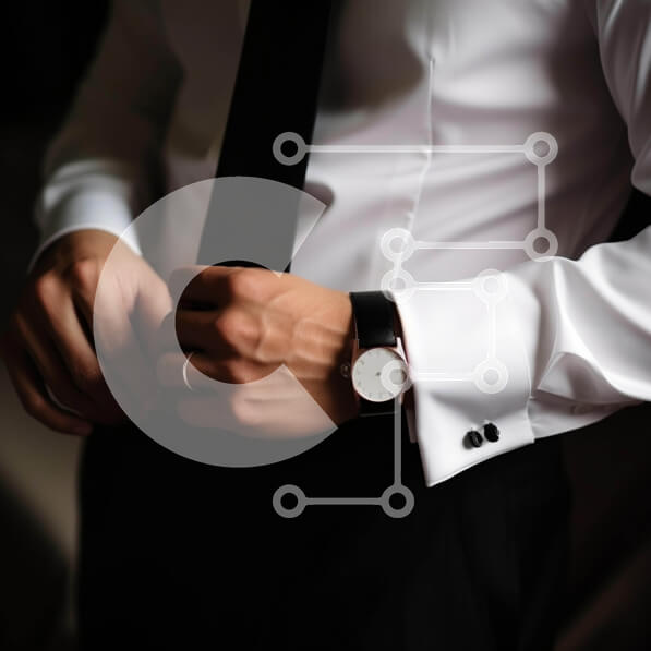 Σετ των 2 Intra Συλλεκτικό Ξύλινο Παζλ Plywood  4mm - Κομψά ντυμένος άντρας με μαύρο ρολόι Σε Ξύλινο Κουτί - Διαστάσεις: 10x10 cm – 25 κομμάτια