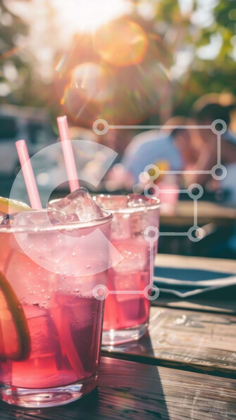 Intra Συλλεκτικό Ξύλινο Παζλ Plywood  4mm - Ροζ ποτήρια με πάγο και λεμόνι σε ξύλινο τραπέζι Σε Ξύλινο Κουτί - Διαστάσεις: 10x10 cm – 25 κομμάτια