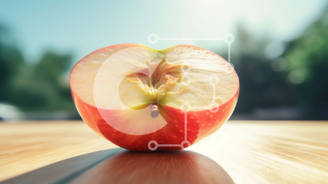 Σετ των 2 Intra Συλλεκτικό Ξύλινο Παζλ Plywood  4mm - Φρέσκα μισά μήλα σε ξύλινο τραπέζι Σε Ξύλινο Κουτί - Διαστάσεις: 10x10 cm – 25 κομμάτια