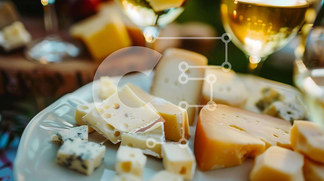 Σετ των 2 Intra Συλλεκτικό Ξύλινο Παζλ Plywood  4mm - Πιάτο με διάφορα τυριά και λευκό κρασί Σε Ξύλινο Κουτί - Διαστάσεις: 10x10 cm – 25 κομμάτια