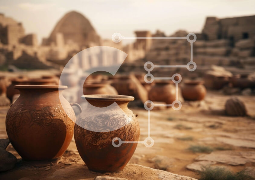 Intra Συλλεκτικό Ξύλινο Παζλ Plywood  4mm - Καφέ τεφροδόχοι και βάζα σε ιστορικό περιβάλλον Σε Ξύλινο Κουτί - Διαστάσεις Puzzle: 10x10 cm – 25 κομμάτια