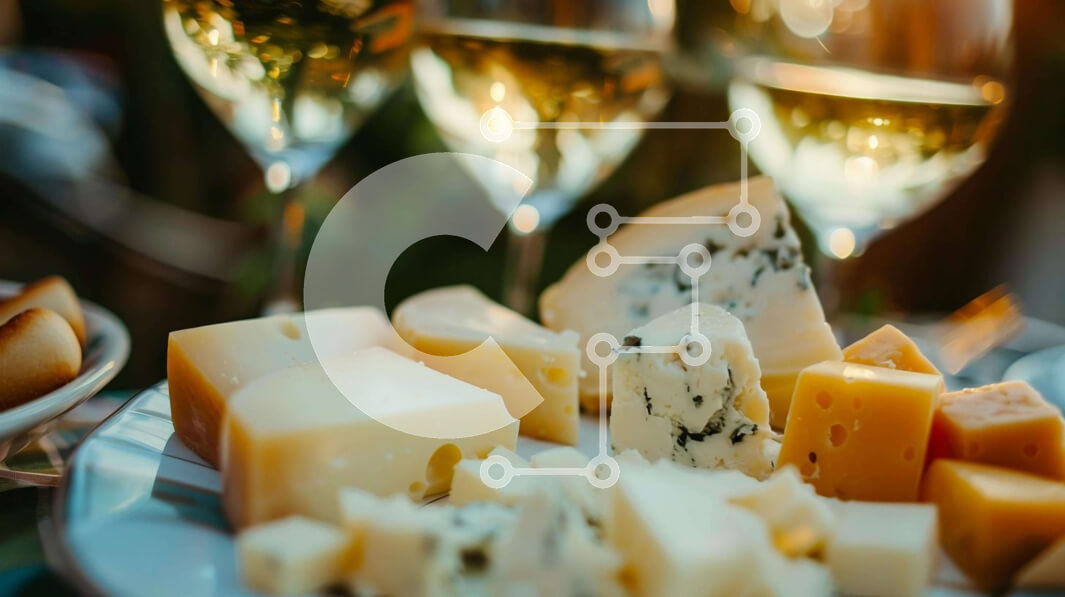 Σετ των 2 Intra Συλλεκτικό Ξύλινο Παζλ Plywood  4mm - Πιάτο τυρί και ζευγάρωμα λευκού κρασιού Σε Ξύλινο Κουτί - Διαστάσεις: 10x10 cm – 25 κομμάτια