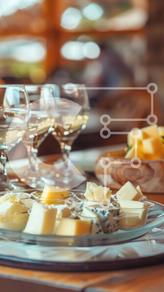 Intra Συλλεκτικό Ξύλινο Παζλ Plywood  4mm - Εμφάνιση κρασιού και τυριού Σε Ξύλινο Κουτί - Διαστάσεις: 10x10 cm – 25 κομμάτια