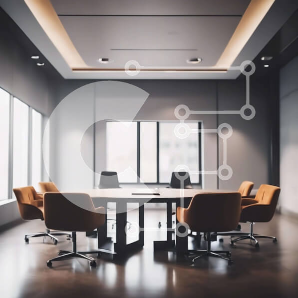 Intra Συλλεκτικό Ξύλινο Παζλ Plywood  4mm - Ευρύχωρη αίθουσα συνεδριάσεων με οβάλ τραπέζι και μεγάλα παράθυρα Σε Ξύλινο Κουτί - Διαστάσεις Puzzle: 10x10 cm – 25 κομμάτια