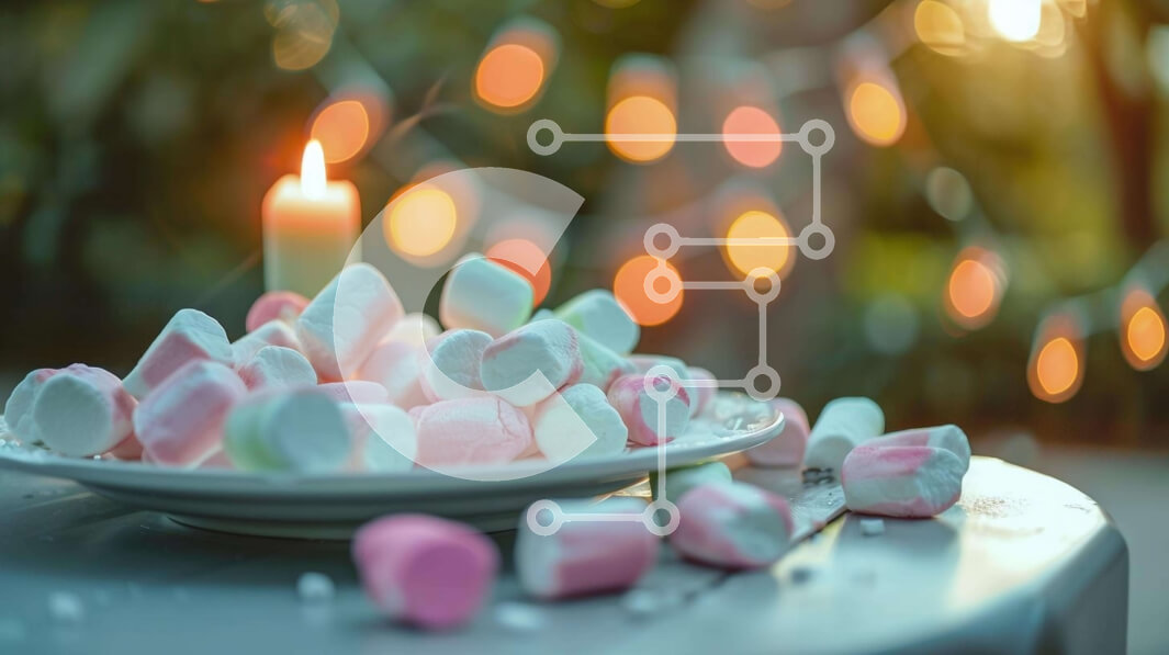 Σετ των 2 Intra Συλλεκτικό Ξύλινο Παζλ Plywood  4mm - Marshmallows και κερί σε εξωτερικό περιβάλλον Σε Ξύλινο Κουτί - Διαστάσεις: 10x10 cm – 25 κομμάτια